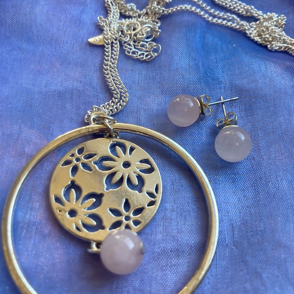 A vintage Necklace Set for girl/woman (ring, pendant on a chain, and earrings) - Picture 5 of 9